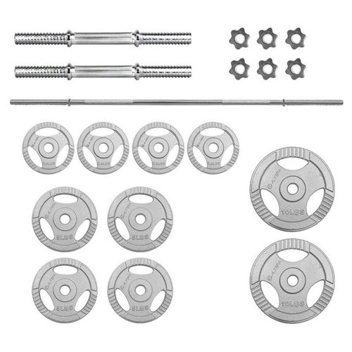 Kit De Pesas Barra Recta, Par De Mancuernas, Discos - 50LBS Set ALTERA Pesa Kit No.2