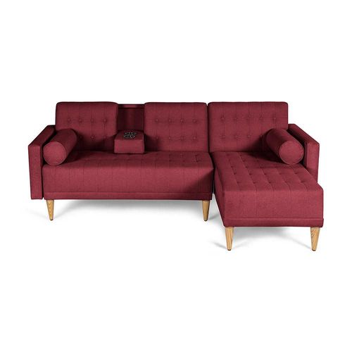 Sala Modular Reversible Makora Tyson Con Memory Foam, Color Rojo, Lino Respaldo Reclinable De 3 posiciones.
