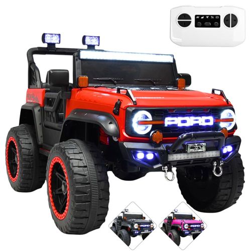 Montable Electrico Camioneta 4x4 para Niños Bluetooth Luces Led Control Remoto Batería 12v - Rojo