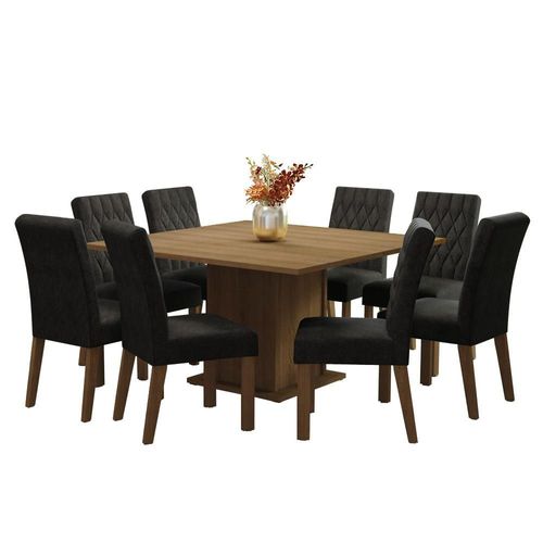 Juego de Comedor Mesa + 8 Sillas Marrón Madesa