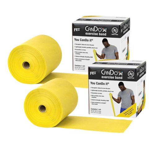 Banda de ejercicio CanDo Twin-Pak sin látex color amarillo 100 m