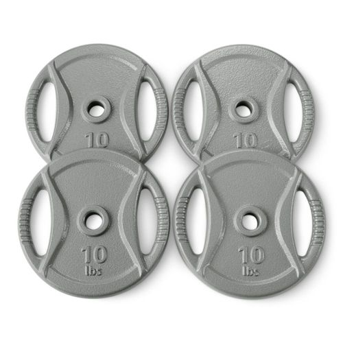 Juego de 4 discos de peso Amazon Basics con agarre de 10 kg y 1 pulgada