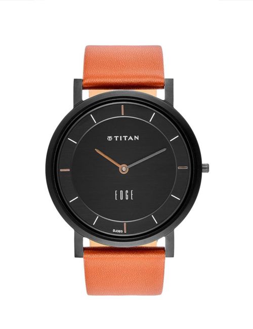 Reloj Titan Edge para hombre delgado de cuarzo resistente al agua color marrón