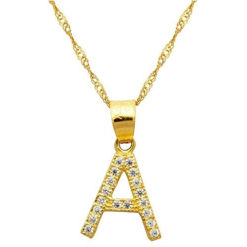 Collar Gargantilla Letra A, Oro 10K 45cm Horoz E1629 V12