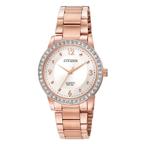 Reloj Citizen Mujer Quartz Crystal White Dial 61186 Dorado