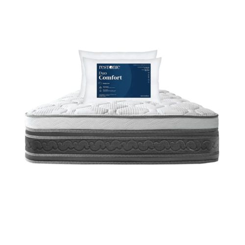 Colchón Matrimonial Restonic Confort Anti Micro Despertares con 2 Almohadas Hipoalergénicas Standar