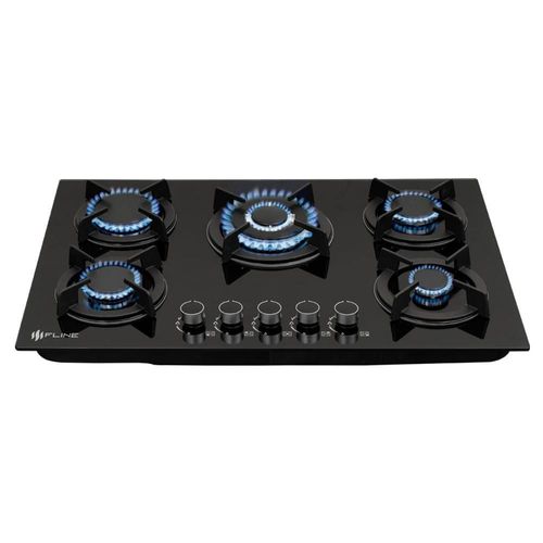 Parrilla de Gas Empotrable 5 Quemadores Vidrio templado  Oslo 5 FLINE
