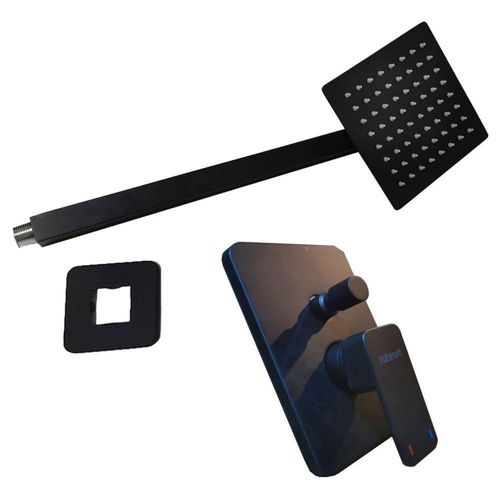 Regadera 15cm Monomando Desviador Rubinett Acero inóx 304  Negro Mate