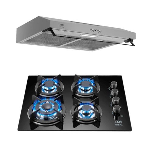 Combo Parrilla Gas 4 Quemadores VT4 Campana Pared 60 cm CEA60 AVERA