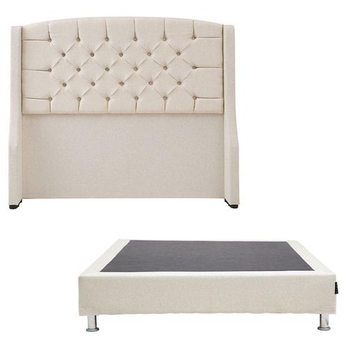Cabecera Matrimonial Dicasa Sitka Beige claro + Box Dicasa Dolum CZD