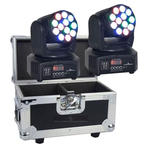 Set De 2 Cabeza Movil 12 Led 5w Wash Rgb Robotica Dmx Case