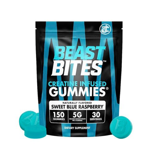 Gomitas de creatina Beast Bites 150 unidades sabor frambuesa azul dulce