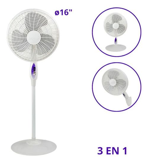 Ventilador De Pared 3en1 Mytek 3123, Plástico 16 , 58w 40.64 Cm 60 Blanco Plástico 3