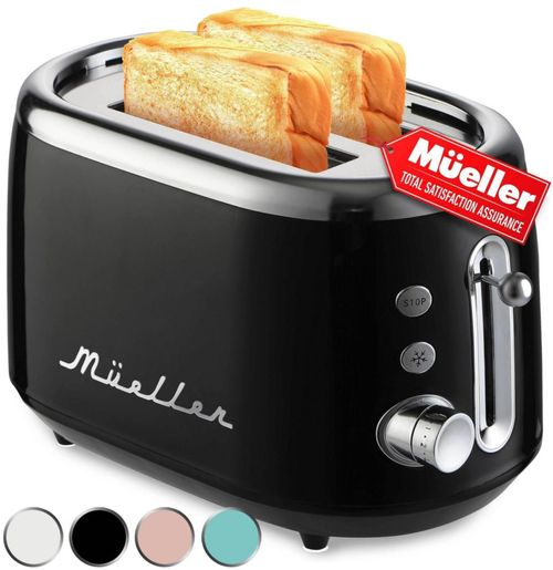 Tostadora MUELLER HOME Retro de 2 rebanadas con 7 niveles de tostado