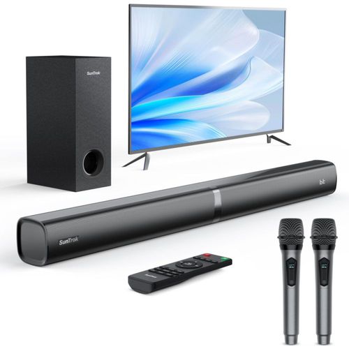 Barra de sonido SunTrok S-09 260W Bluetooth 5.3 con micrófonos para karaoke