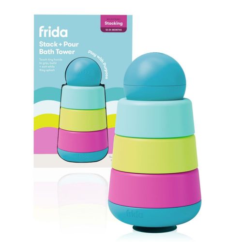 Juguete de baño Frida Baby Torre apilable y para verter para niños pequeños