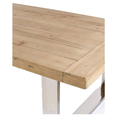 Mesa Plateada Coffe Table Pata Madera