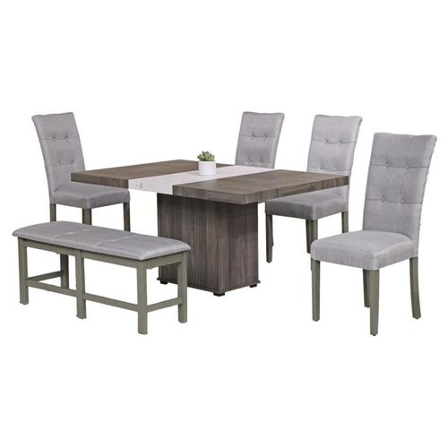Antecomedor 4 Sillas 1 Banca Noria - Gris