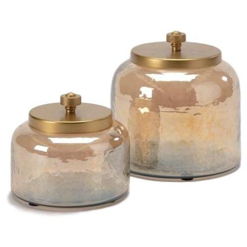 Set De 2 Tarros De Cristal Dorados