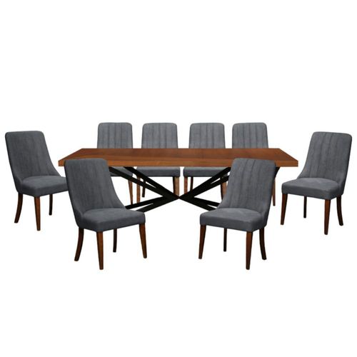 Comedor 8 Sillas Gris Kaley Nogal Kessa Muebles