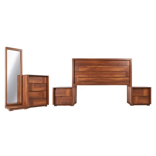Recamara King Size Vicky 5 Piezas Nogal Kessa Muebles