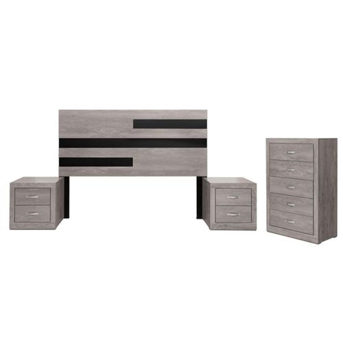Recamara KS 4 Piezas Sin espejo Wenella Gris Kessa Muebles