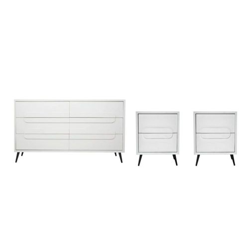 Set de Cajonera y 2 Buros Lorea Blanco y Negro Kessa Muebles