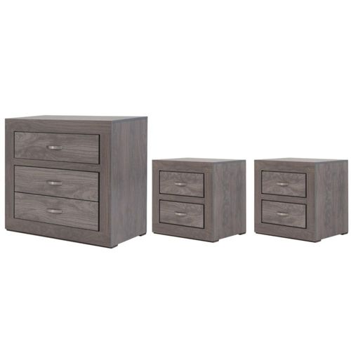 Set de Cajonera y 2 Buros Aurora Gris Kessa Muebles