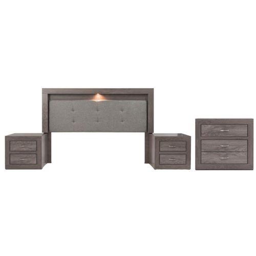 Recamara KS 4 Piezas Aurora Sin Espejo Gris Kessa Muebles