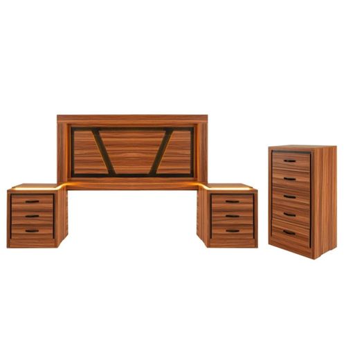 Recamara KS 4 Piezas Floetta Sin Espejo Nogal Kessa Muebles