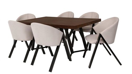 Antecomedor 6 sillas Melory Nogal, Negro y Blanco Kessa Muebles