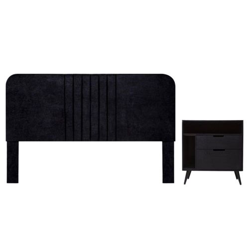 Cabecera KS con un buro Guelma Negro  Kessa Muebles