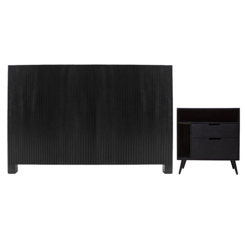 Cabecera KS con un buro Menori Negro  Kessa Muebles
