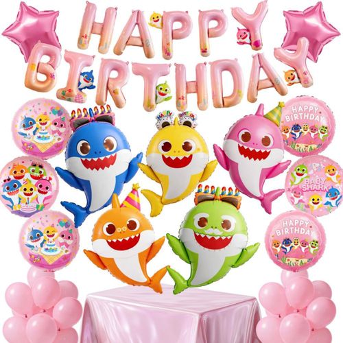 PartyWoo Set de 37 globos de foil Baby Shark para cumpleaños