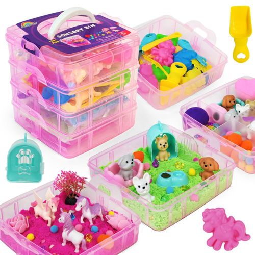Caja sensorial apilable AGENTLAN con unicornio y mascotas