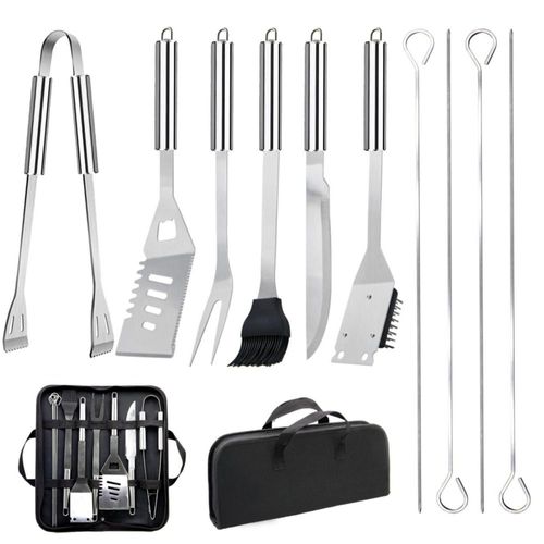 Juego de herramientas para BBQ MUYFIO de 11 piezas de acero inoxidable con bolsa