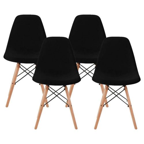 Set de 4 Sillas Tipo Eames Minimalistas Colores Hogar Oficina Color Negro