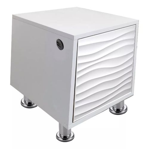 Buró Mesa Noche Luz Led Ensamblado Minimalista Blanco