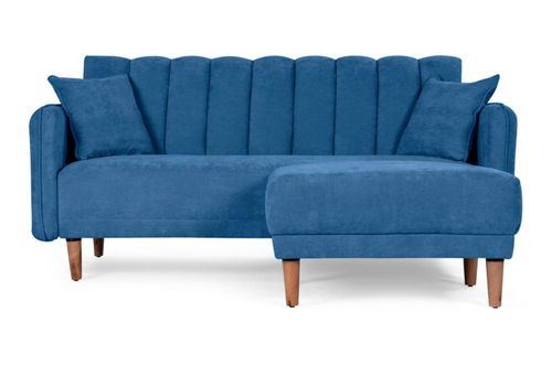 Sala Modular Makora Reversible De Terciopelo Azul Modelo Avocata