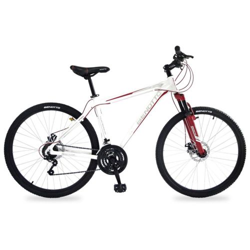 Bicicleta BENOTTO Montaña FS-600 R27.5 21V. FS Sunrace M30 Frenos Doble Disco Mecanico Aluminio Blanco/Rojo Talla:ML