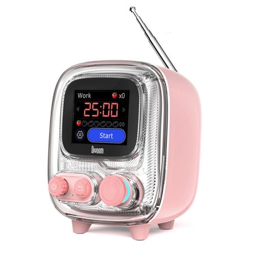 Mini bocina inalámbrica retro Divoom Tiivoo-2 con radio y diseño de píxeles (Rosa)