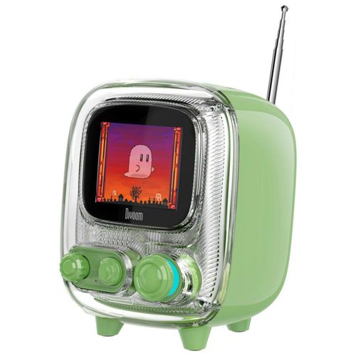 Mini bocina inalámbrica retro Divoom Tiivoo-2 con radio y diseño de píxeles (Verde)