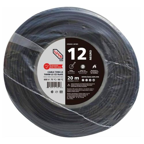 Cable para alambrado de tableros 12 AWG en bolsa color negro