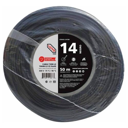 Cable para alambrado de tableros 14 AWG en bolsa 50 m color negro