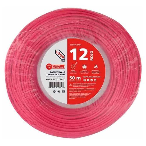 Cable para alambrado de tableros 12 AWG en bolsa 50 m color rojo