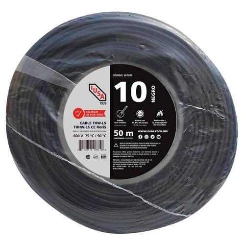 Cable para alambrado de tableros 10 AWG en bolsa 50 m color negro