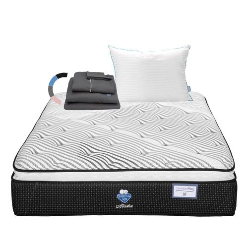 Colchón Spring Air Queen Size Alaska + Almohada Royal + Sábanas Royal RGH