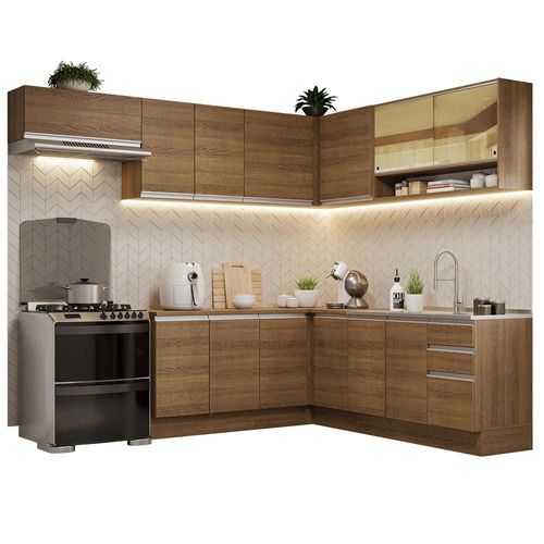 Cocina Esquinera Glamy 469 cm Marrón Madesa 01