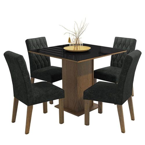 Juego de Comedor Mesa + 4 Sillas Marrón/Negro Madesa