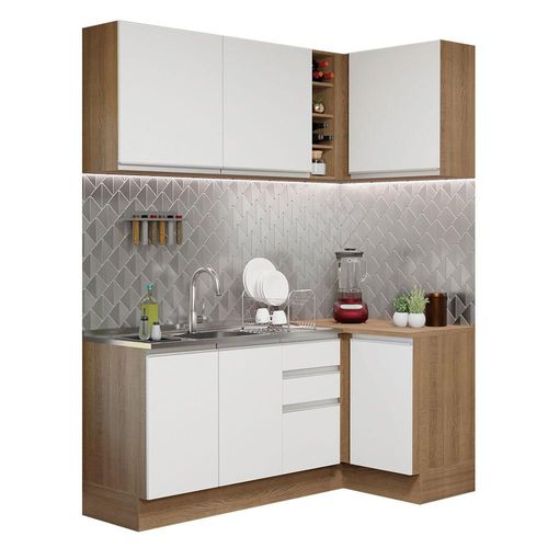 Cocina Modular Glamy 269 cm Marrón/Blanco Madesa 01